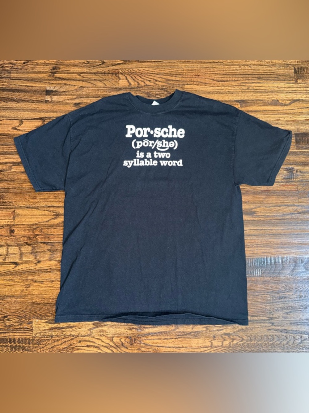 Vintage Porsche Automobile Funny T-Shirt “Por/Sha” Black Tee Size XL
